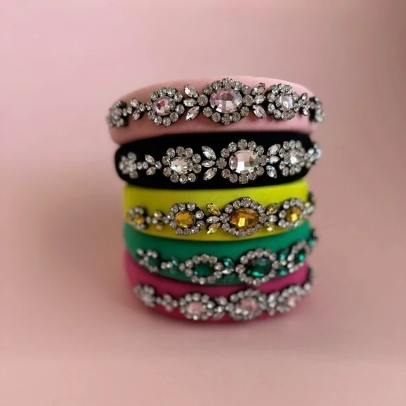 Yellow Fabric Rhinestone Headband - Picture 5 of 6